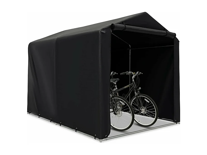 Abri de Vélos Extérieur de 160 x 218 x 164 cm, Abri de Garage Portable pour Vélos avec Porte à Fermeture Éclair Enroulable, Bache Motos pour Terrasse Jardin Cour, Gris Foncé