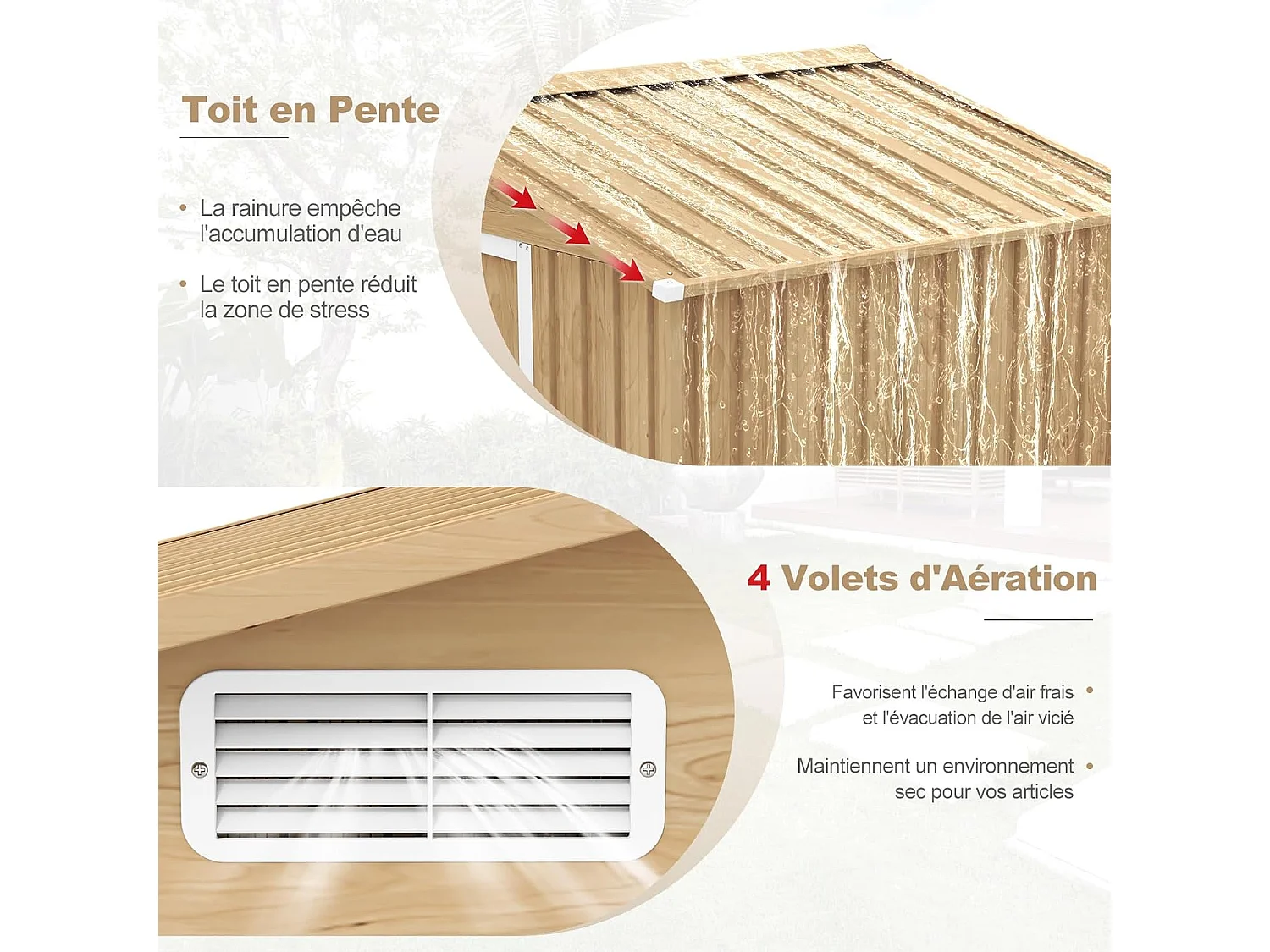 Abri de Jardin 5㎡ en Acier Galvanisé Anti-UV, 259 x 196 x 184 CM, Cabane de Jardin avec Fondation et Porte Coulissante, Rampe, 4 Trous d’Aération, 4 Gants Inclus