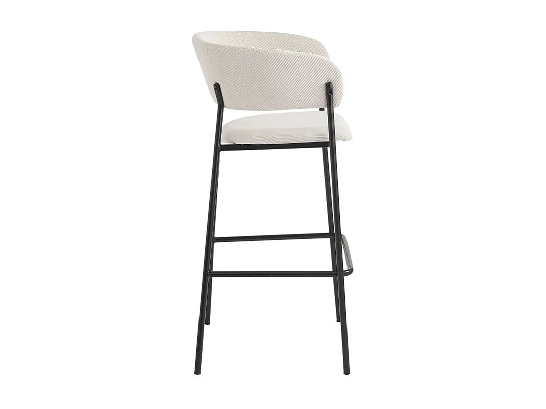 Lot de 4 tabourets de bar BOLD en velours côtelé avec pieds noirs - Beige