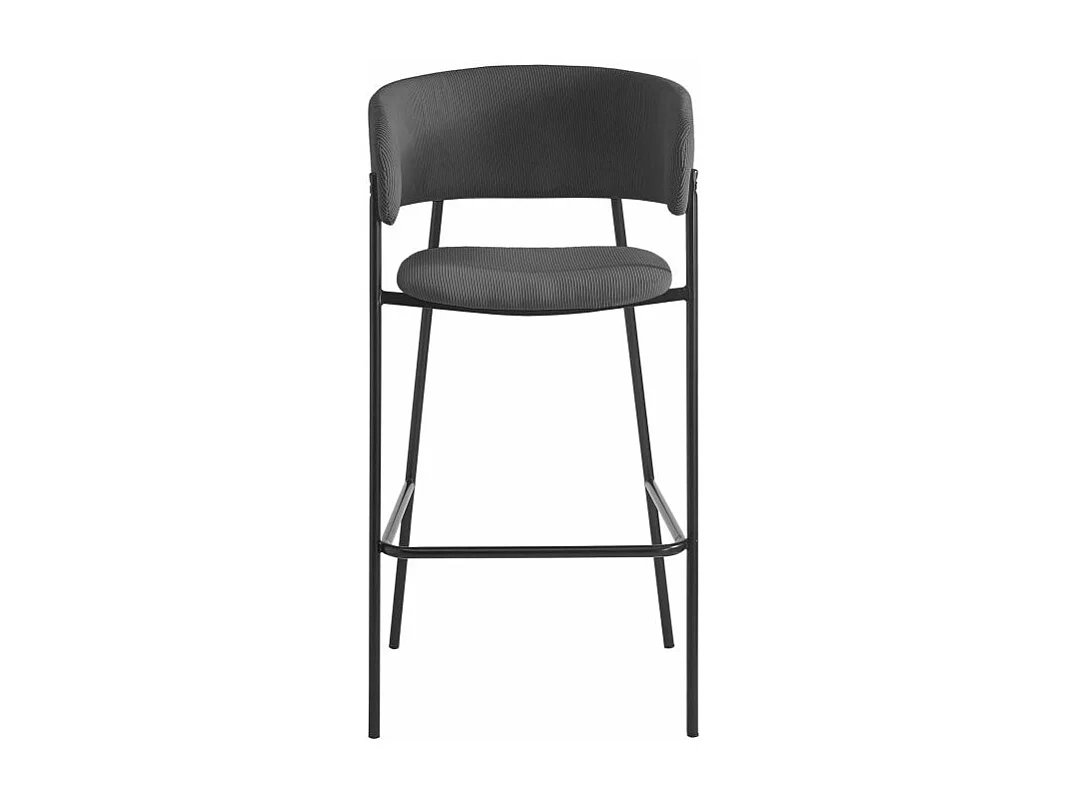 Lot de 4 tabourets de bar BOLD en velours côtelé avec pieds noirs - Gris anthracite