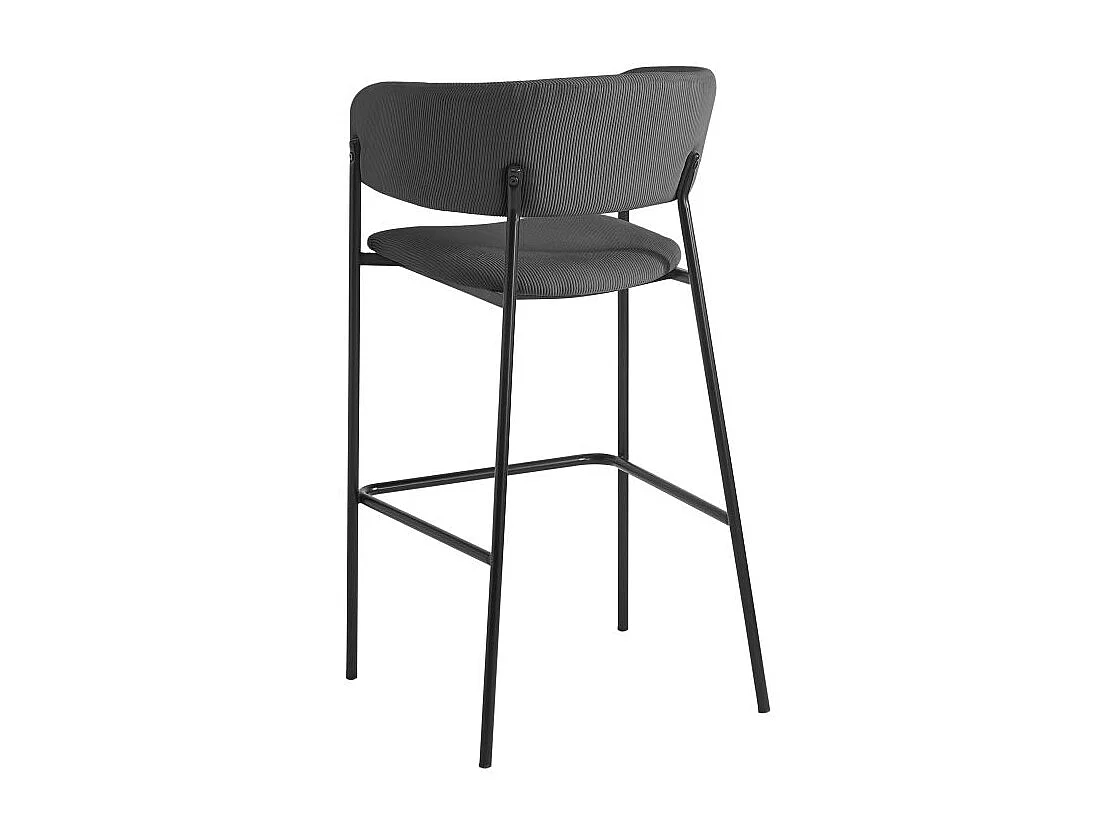 Lot de 4 tabourets de bar BOLD en velours côtelé avec pieds noirs - Gris anthracite