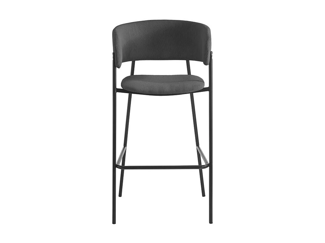 Lot de 4 tabourets de bar BOLD en velours côtelé avec pieds noirs - Gris anthracite