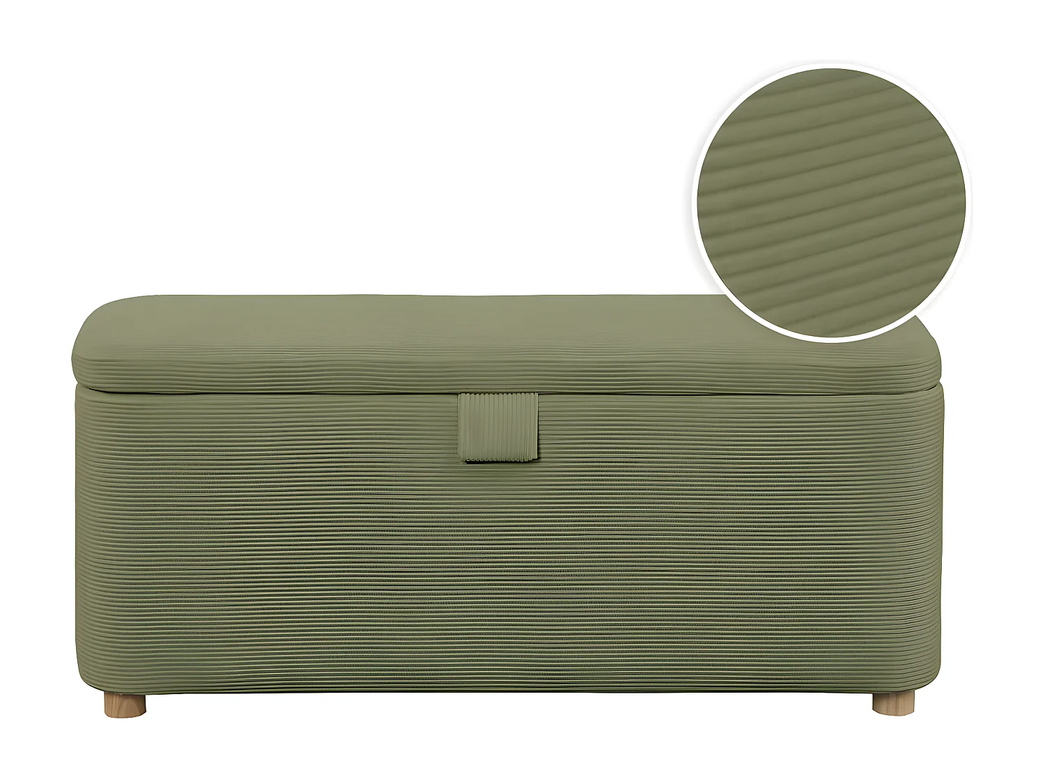 PISTACHE - Bout de lit avec rangement en velours côtelé - Vert foncé