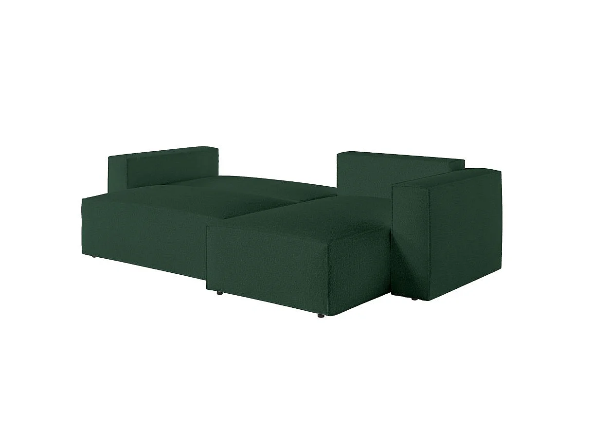Canapé d'angle convertible 4 places avec pouf en tissu vert