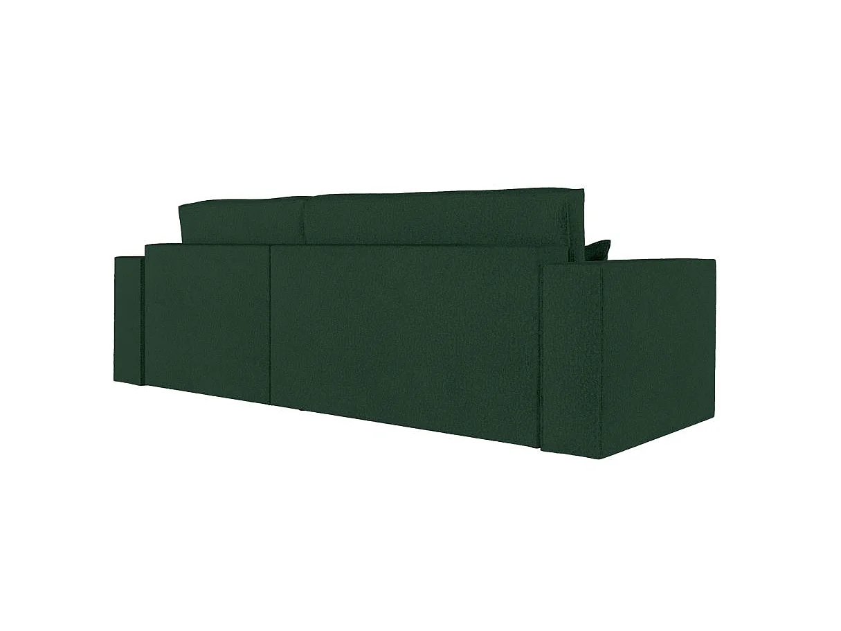 Canapé d'angle convertible 4 places avec pouf en tissu vert