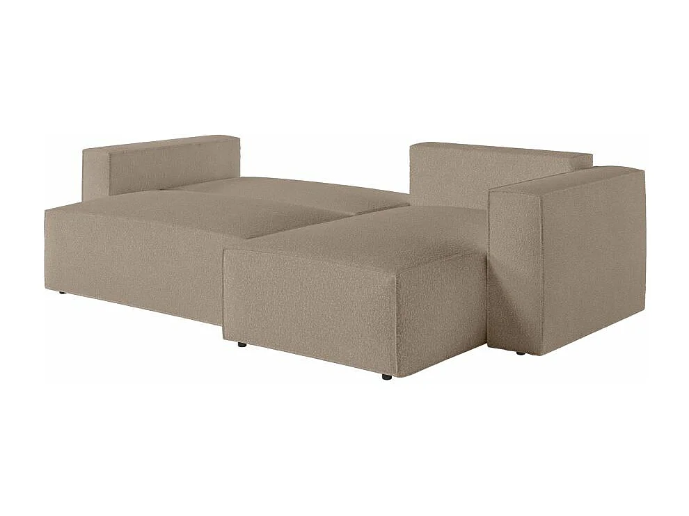 Pack - Clarisse - Canapé d'angle convertible réversible avec pouf en tissu bouclette - Taupe - L269 x 159 x 89cm - Loungitude