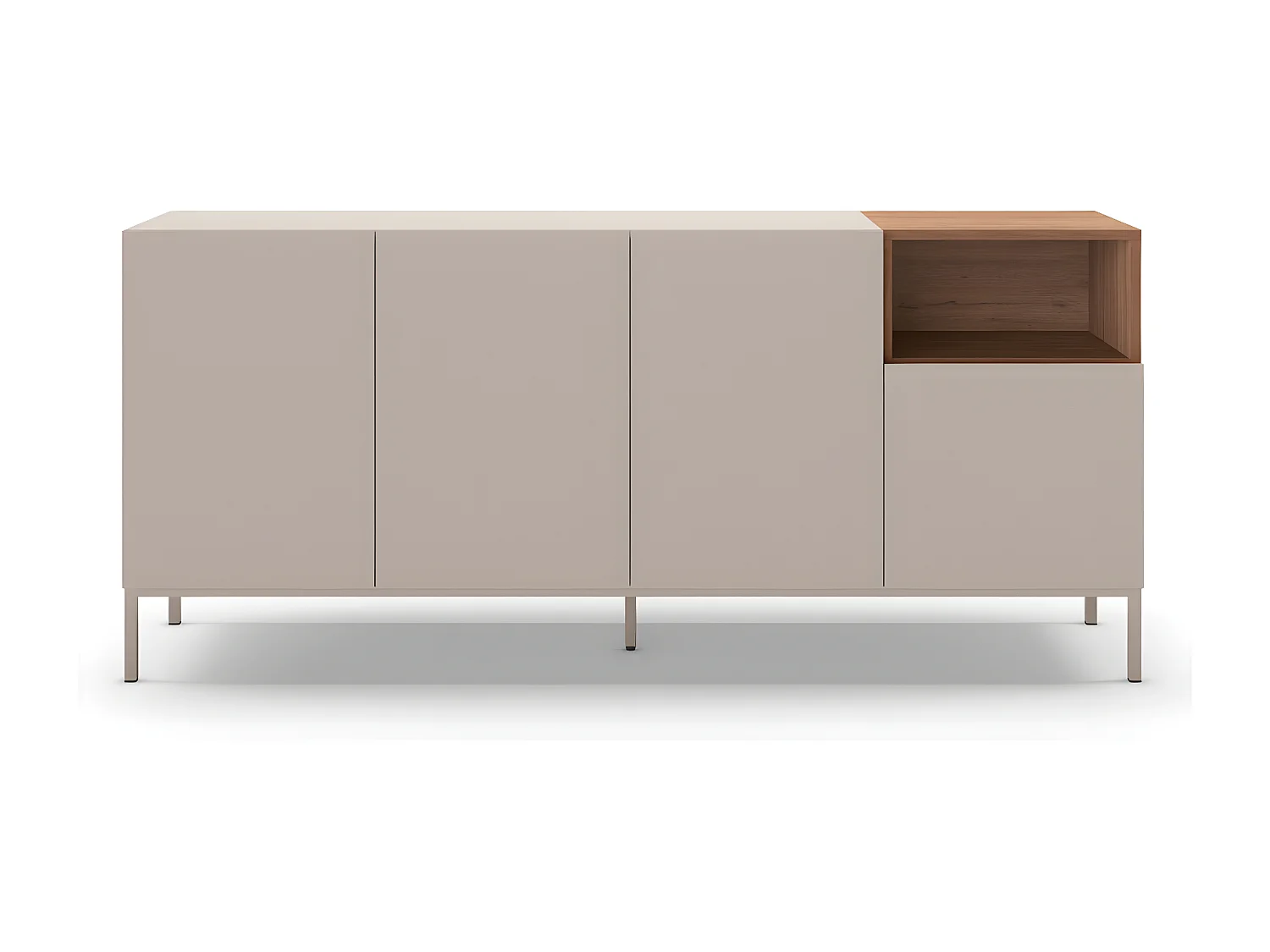 Quenor - Buffet 4 portes en bois et métal L180cm - Beige