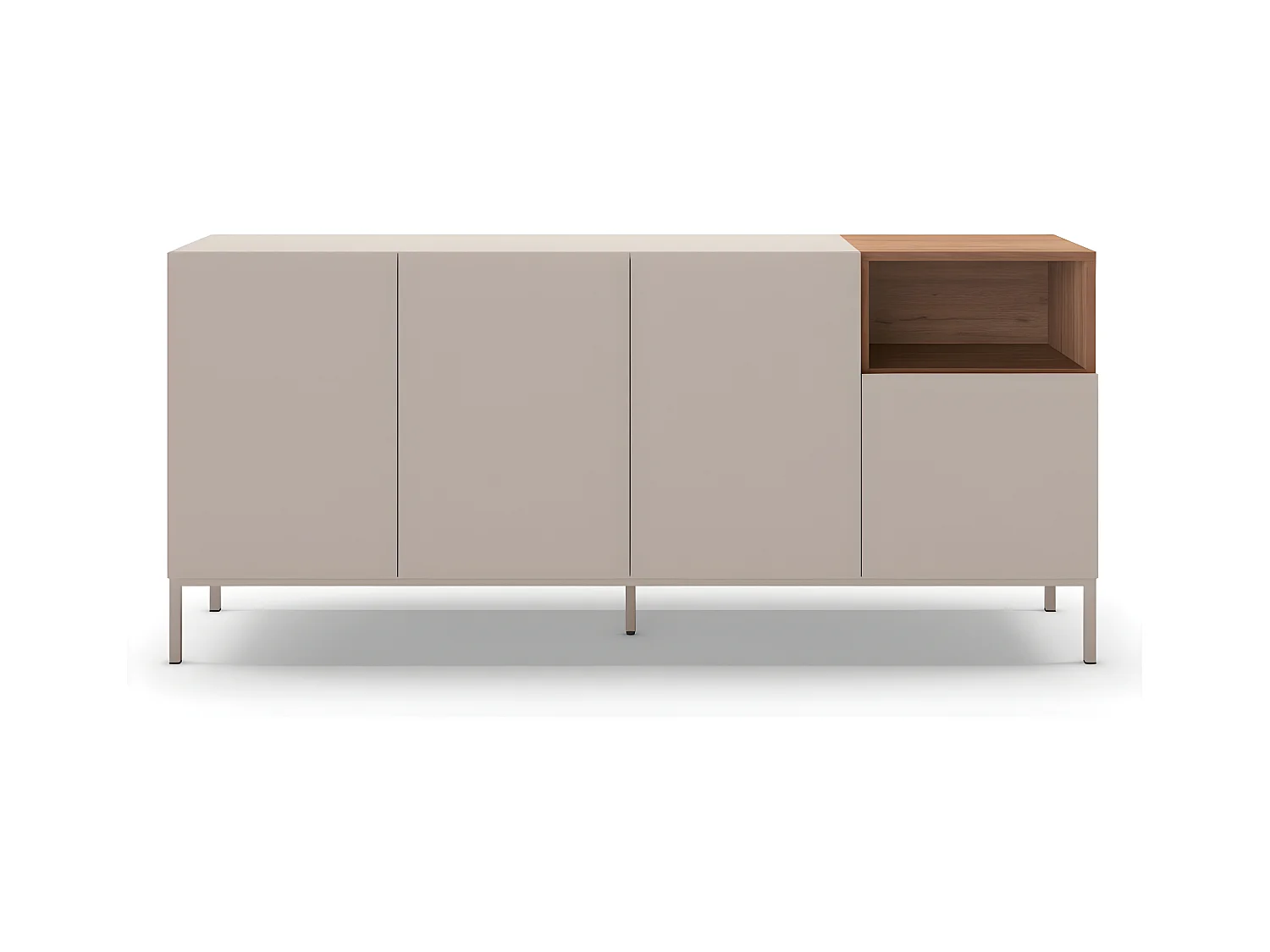 Quenor - Buffet 4 portes en bois et métal L180cm - Beige