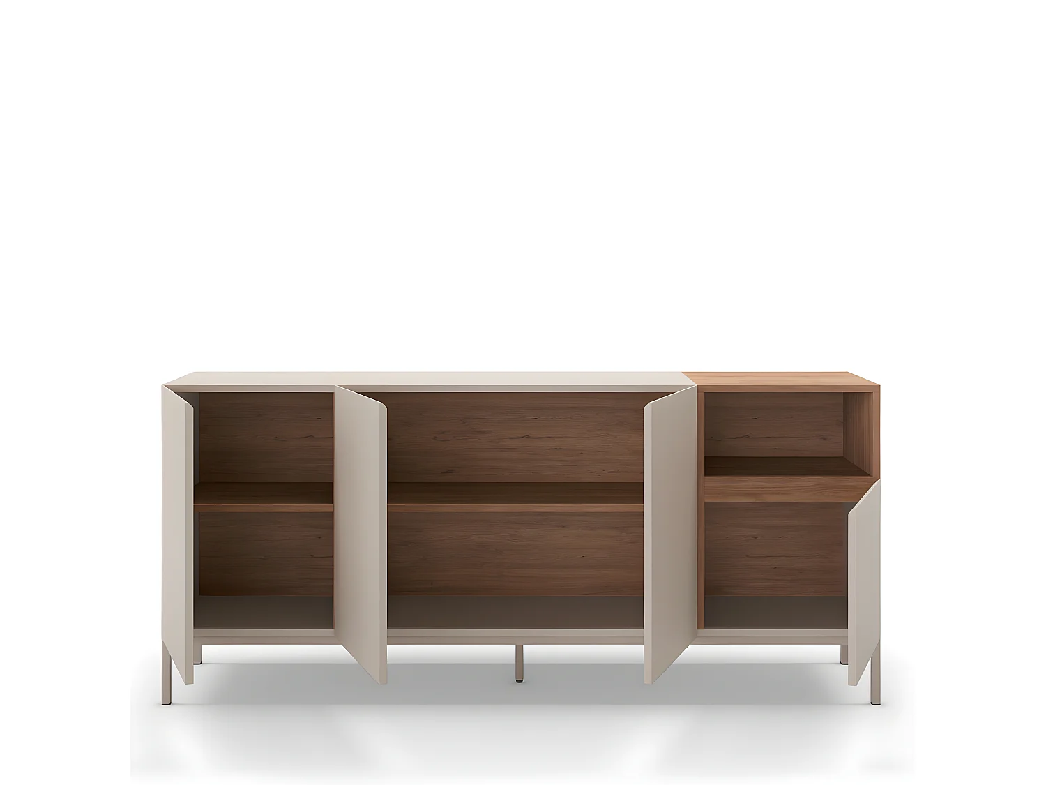 Quenor - Buffet 4 portes en bois et métal L180cm - Beige