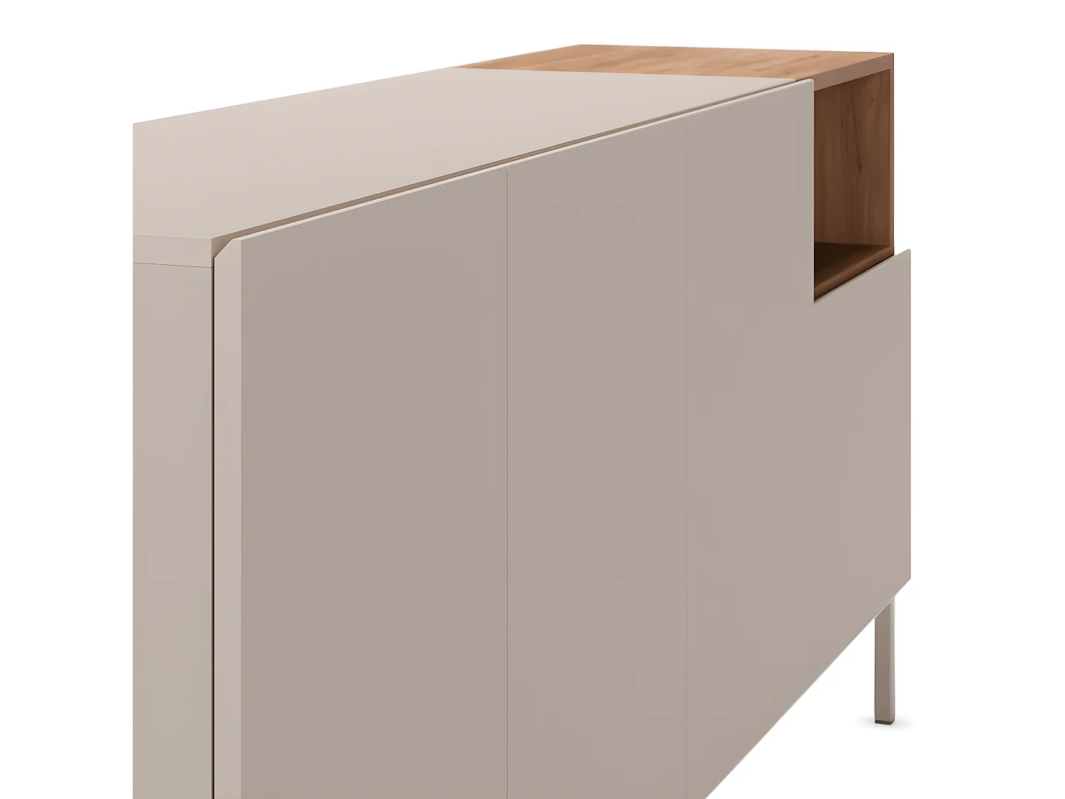 Quenor - Buffet 4 portes en bois et métal L180cm - Beige