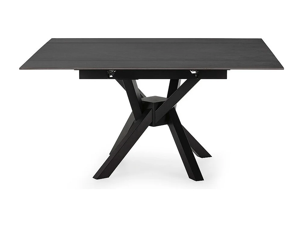 Brelyn - Table à manger extensible 6 à 8 personnes en céramique et métal 90-150x150cm - Gris foncé