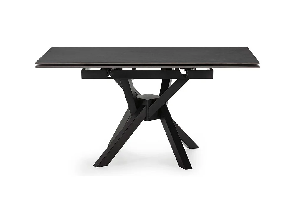 Brelyn - Table à manger extensible 6 à 8 personnes en céramique et métal 90-150x150cm - Gris foncé