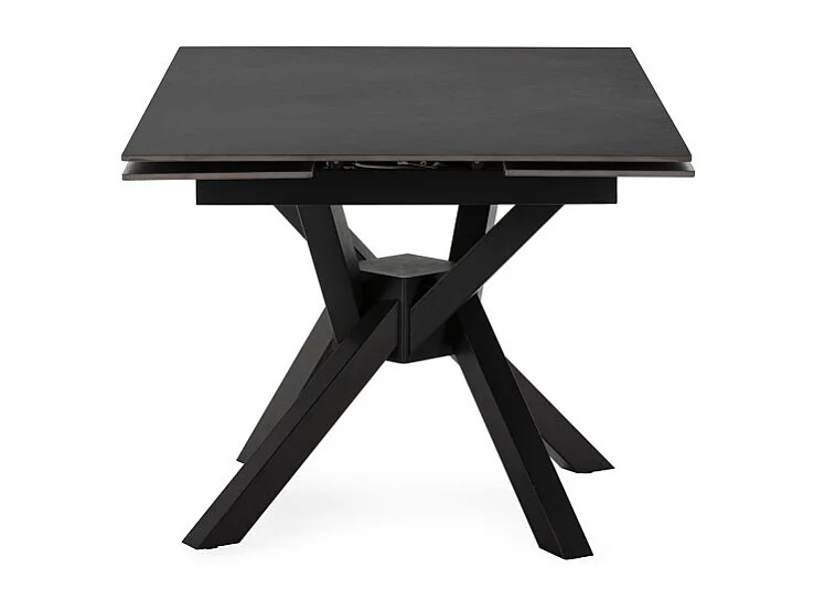 Brelyn - Table à manger extensible 6 à 8 personnes en céramique et métal 90-150x150cm - Gris foncé
