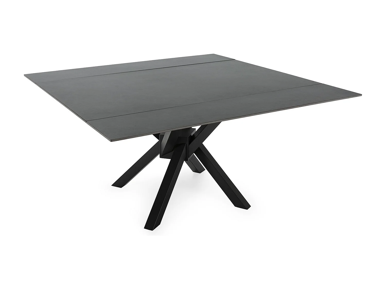 Brelyn - Table à manger extensible 6 à 8 personnes en céramique et métal 90-150x150cm - Gris foncé