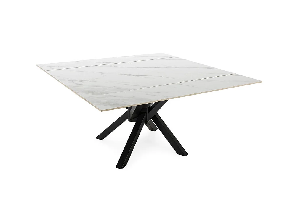Großer ausziehbarer quadratischer Tisch für 6/8 Personen, 150 x 76 cm