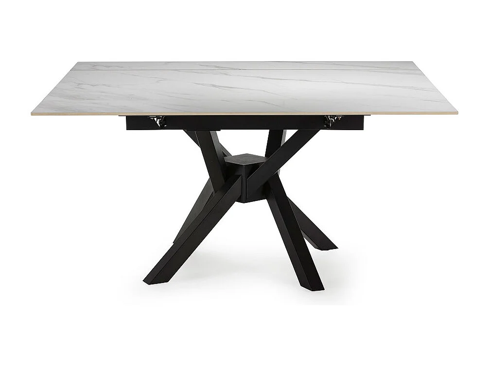 Brelyn - Table à manger extensible 6 à 8 personnes en céramique et métal 90-150x150cm - Blanc