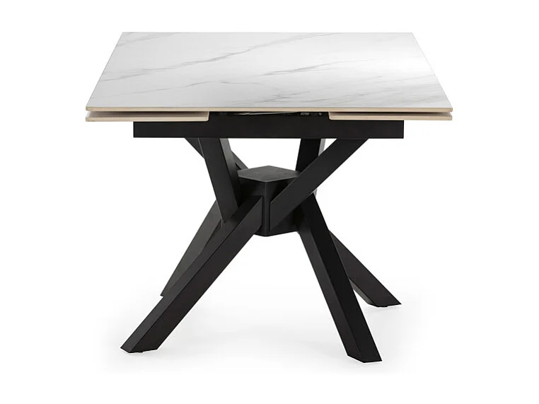Brelyn - Table à manger extensible 6 à 8 personnes en céramique et métal 90-150x150cm - Blanc