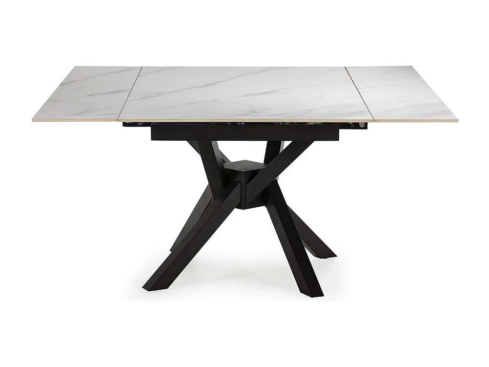 Brelyn - Table à manger extensible 6 à 8 personnes en céramique et métal 90-150x150cm - Blanc