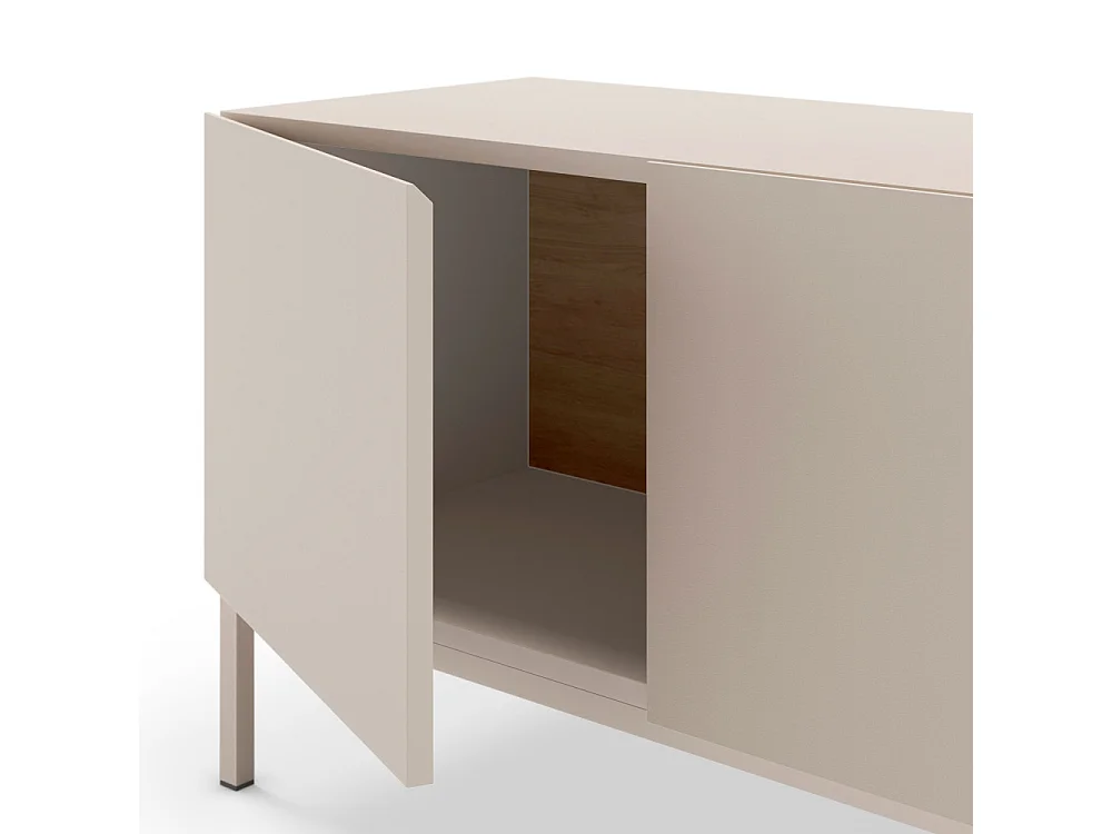 Quenor - Meuble TV 3 portes 1 tiroir en bois et métal L180cm - Beige