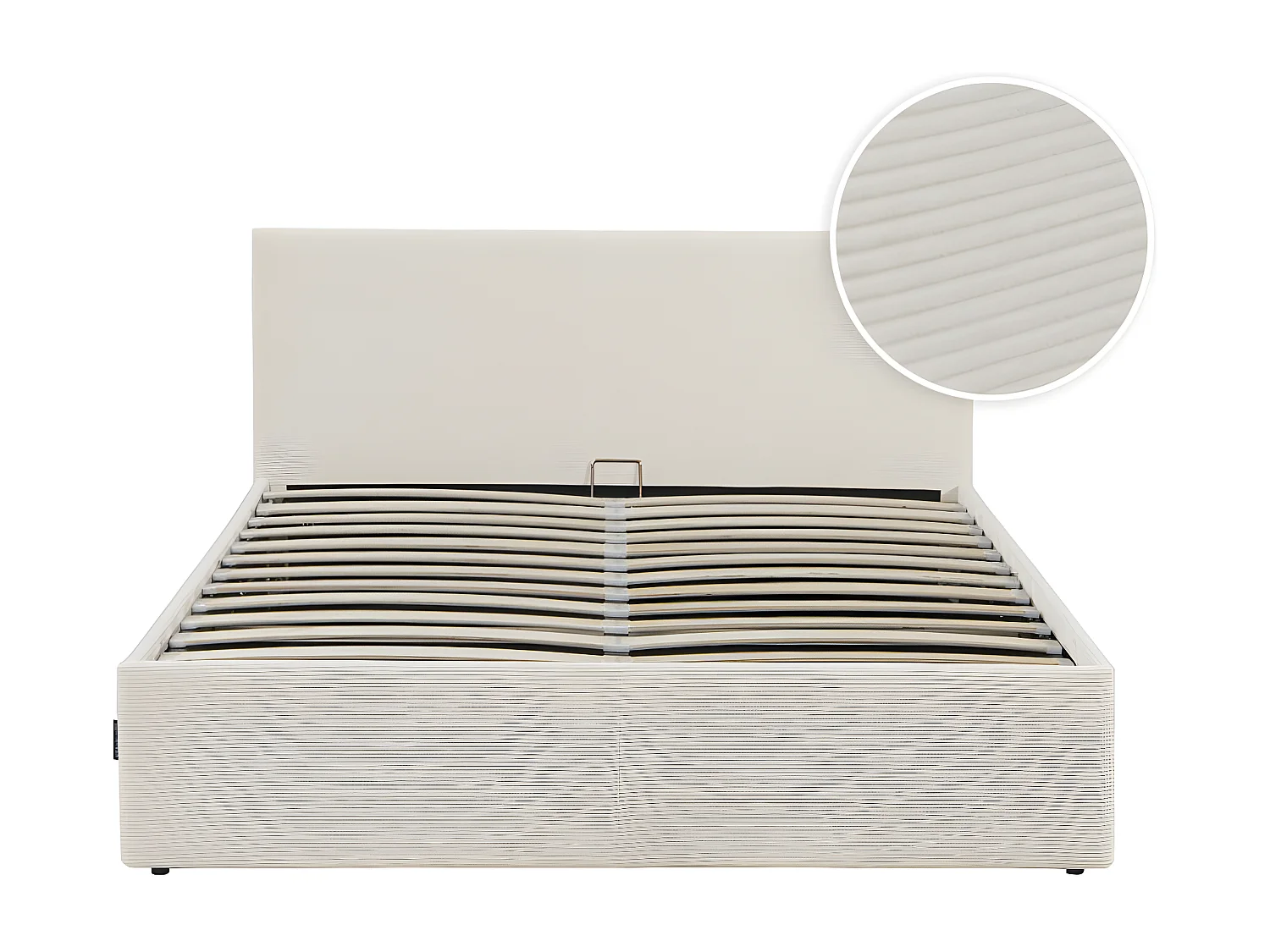 Cadre de lit EDGAR avec coffre de rangement et tête de lit en velours côtelé - Beige - 160 x 200 cm