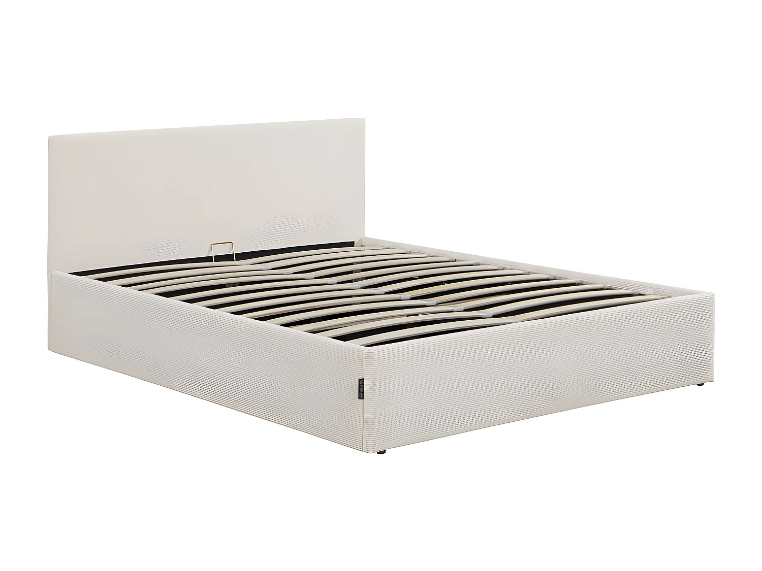 Cadre de lit EDGAR avec coffre de rangement et tête de lit en velours côtelé - Beige - 160 x 200 cm