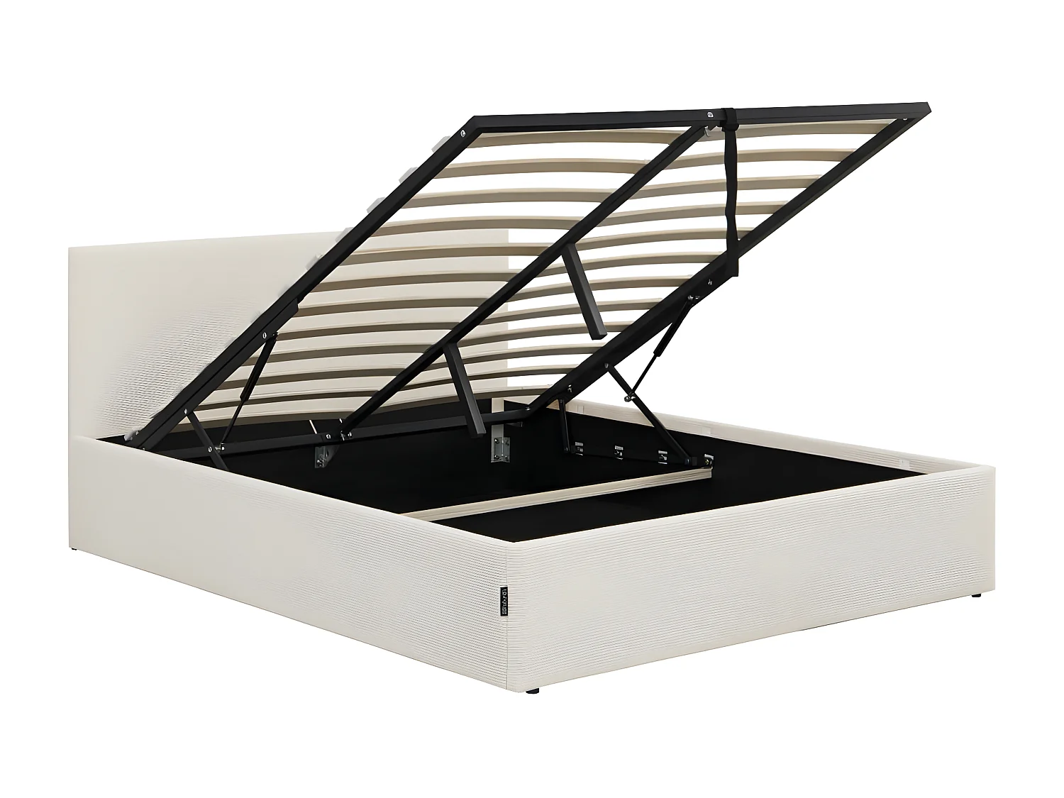 Cadre de lit EDGAR avec coffre de rangement et tête de lit en velours côtelé - Beige - 160 x 200 cm