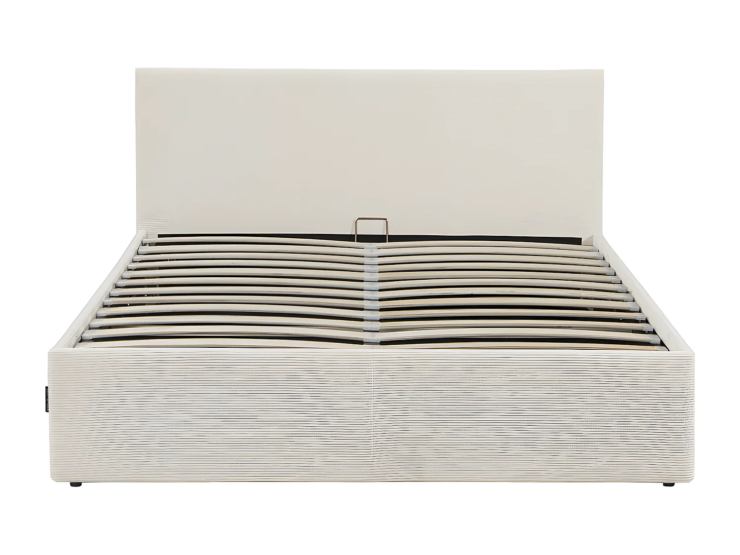 Cadre de lit EDGAR avec coffre de rangement et tête de lit en velours côtelé - Beige - 160 x 200 cm