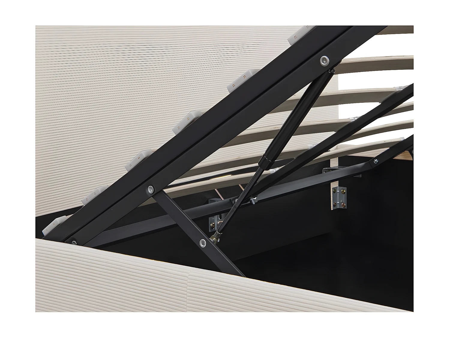 Cadre de lit EDGAR avec coffre de rangement et tête de lit en velours côtelé - Beige - 160 x 200 cm