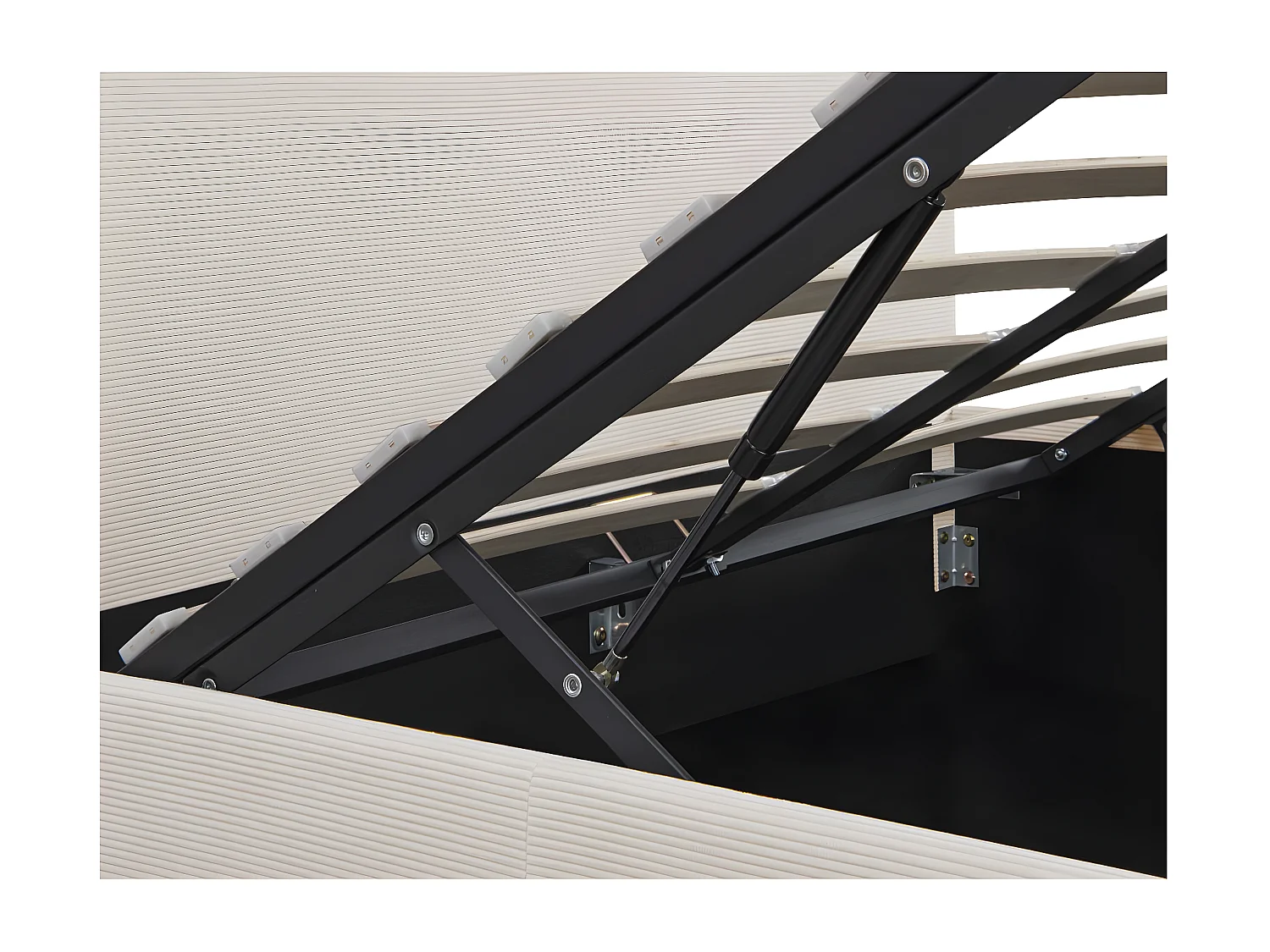 Cadre de lit EDGAR avec coffre de rangement et tête de lit en velours côtelé - Beige - 160 x 200 cm