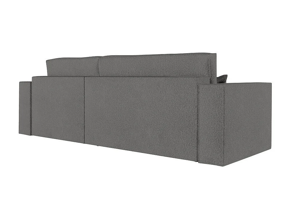 Pack - Clarisse - Canapé d'angle convertible réversible avec pouf en tissu bouclette - Gris - L269 x P159 x H89cm - Loungitude