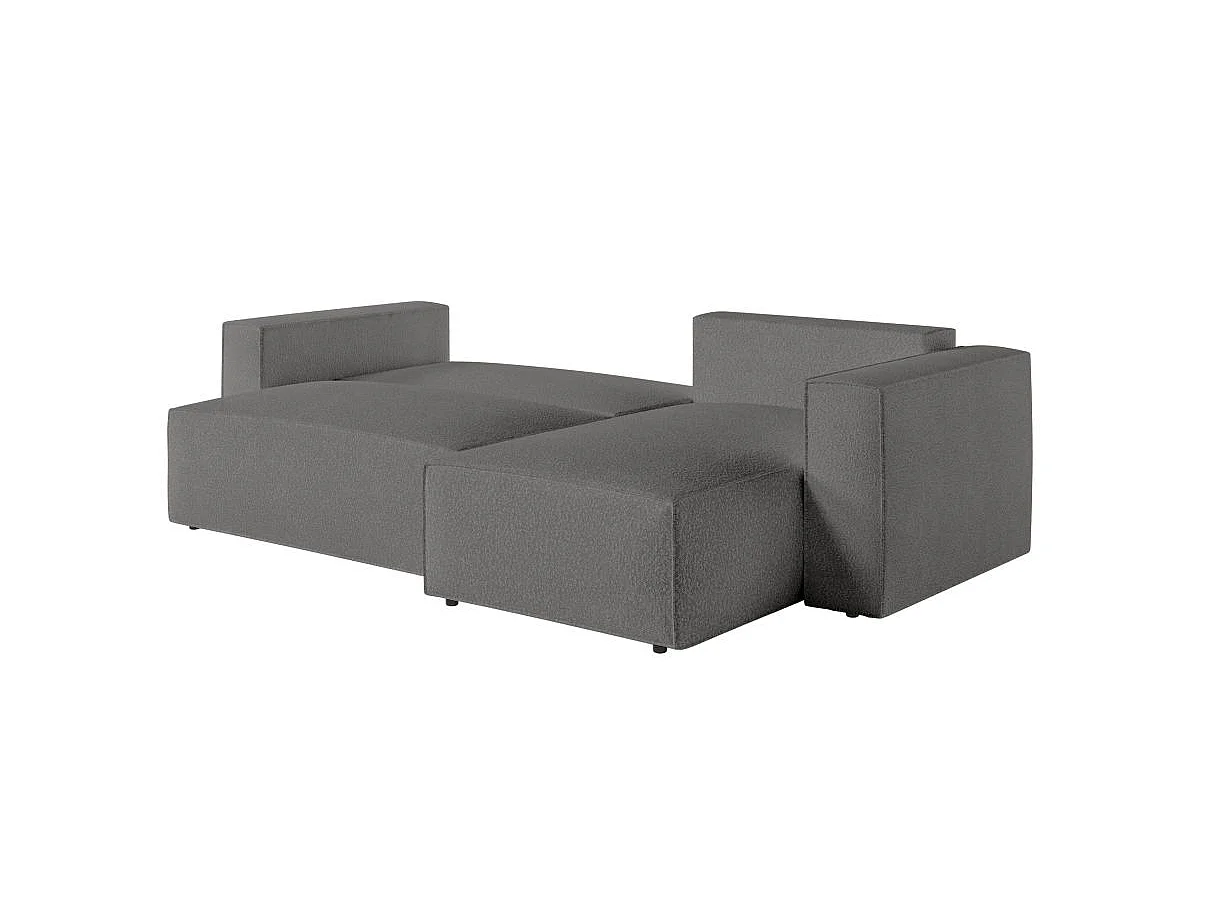 Canapé d'angle convertible 4 places avec pouf en tissu gris