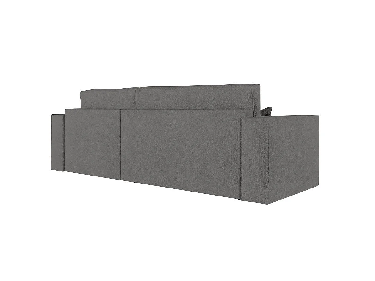 Canapé d'angle convertible 4 places avec pouf en tissu gris