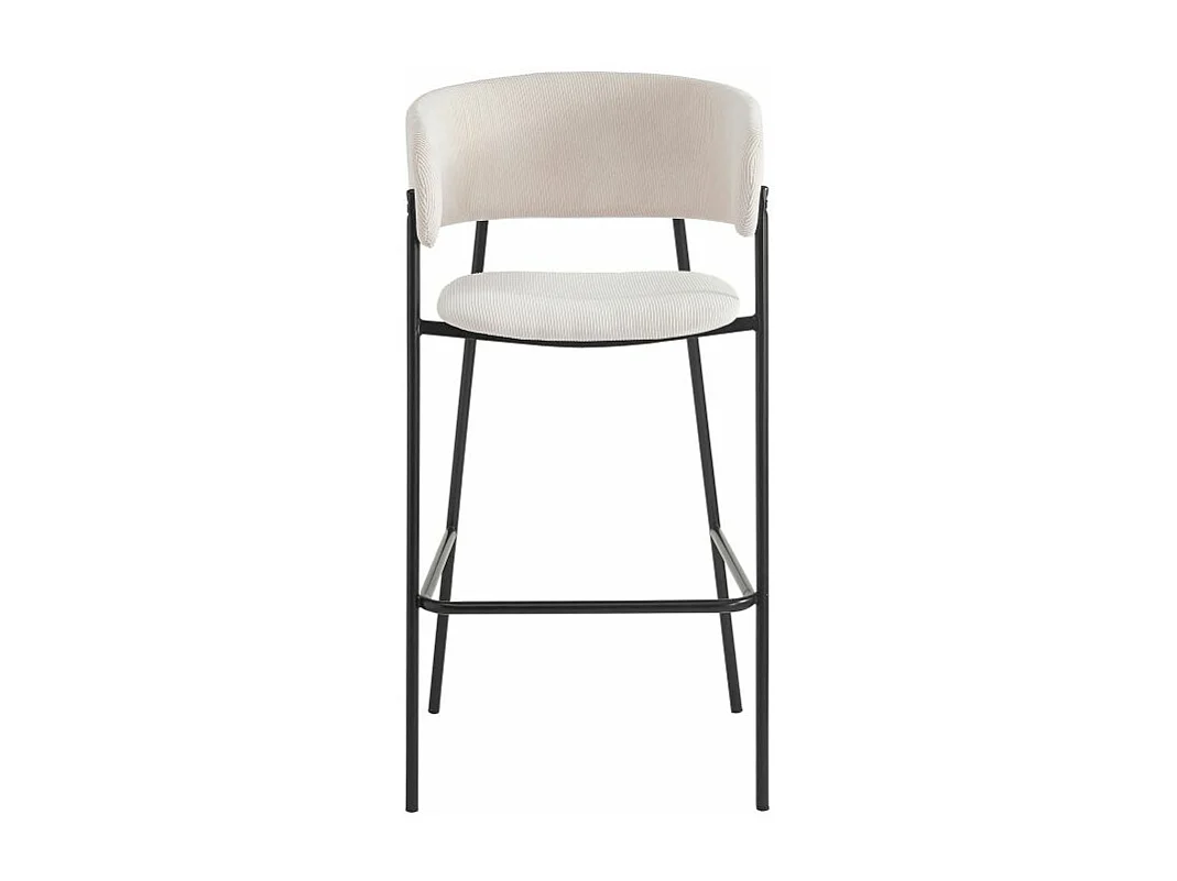 Lot de 6 tabourets de bar BOLD en velours côtelé avec pieds noirs - Beige