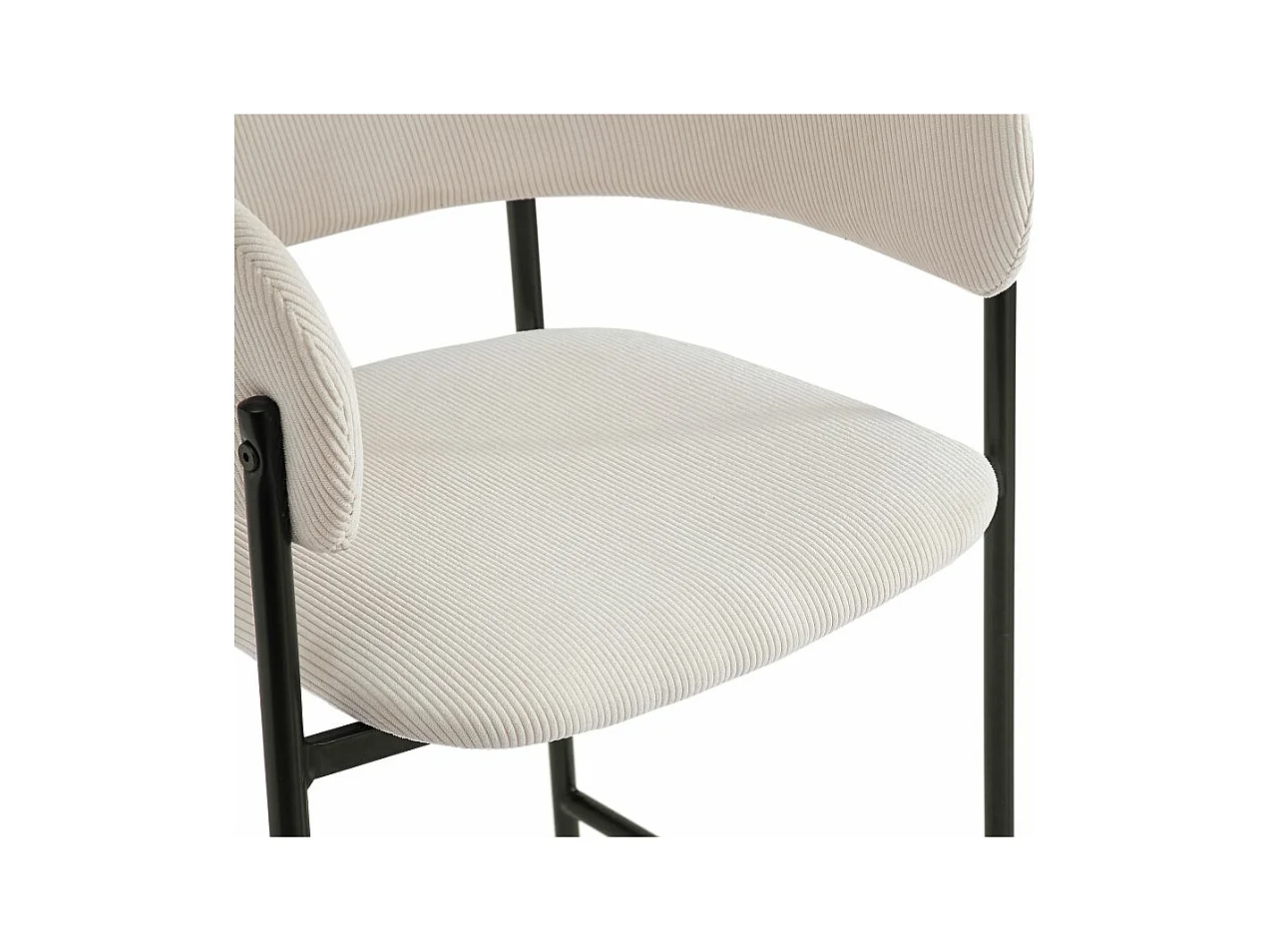 Lot de 6 tabourets de bar BOLD en velours côtelé avec pieds noirs - Beige