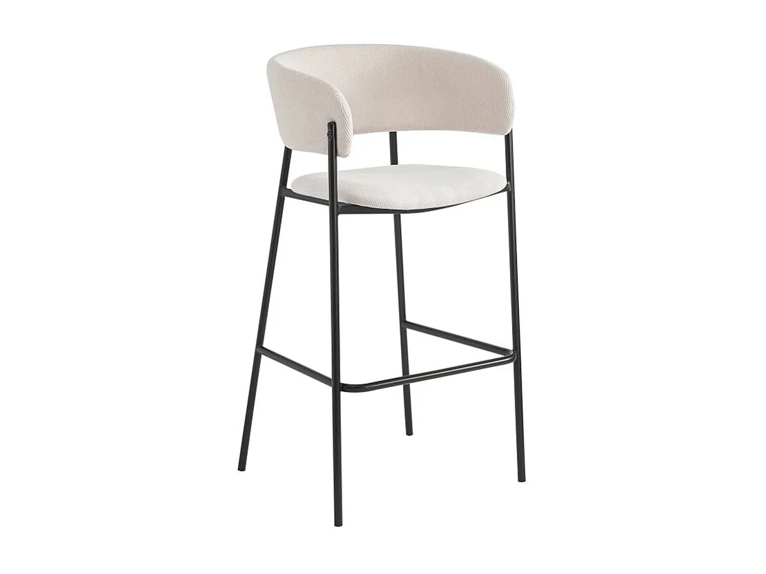Lot de 6 tabourets de bar BOLD en velours côtelé avec pieds noirs - Beige