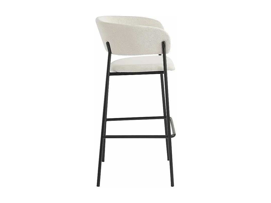 Lot de 6 tabourets de bar BOLD en velours côtelé avec pieds noirs - Beige