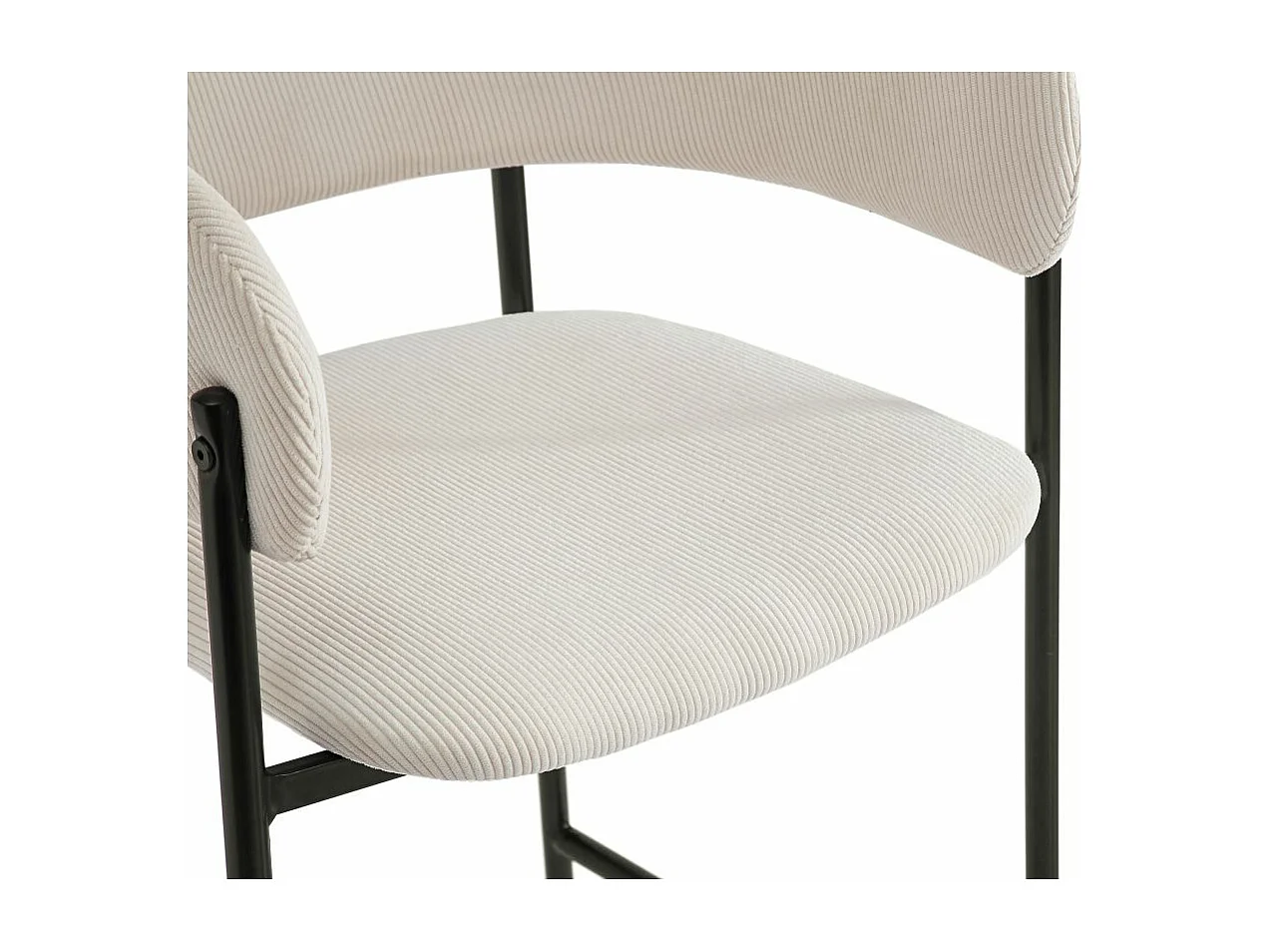 Lot de 6 tabourets de bar BOLD en velours côtelé avec pieds noirs - Beige