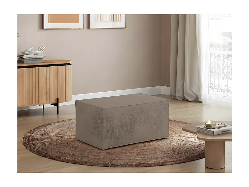 Pouf en tissu bouclette Clarisse - Taupe - L90 x P50 x H41cm - Loungitude