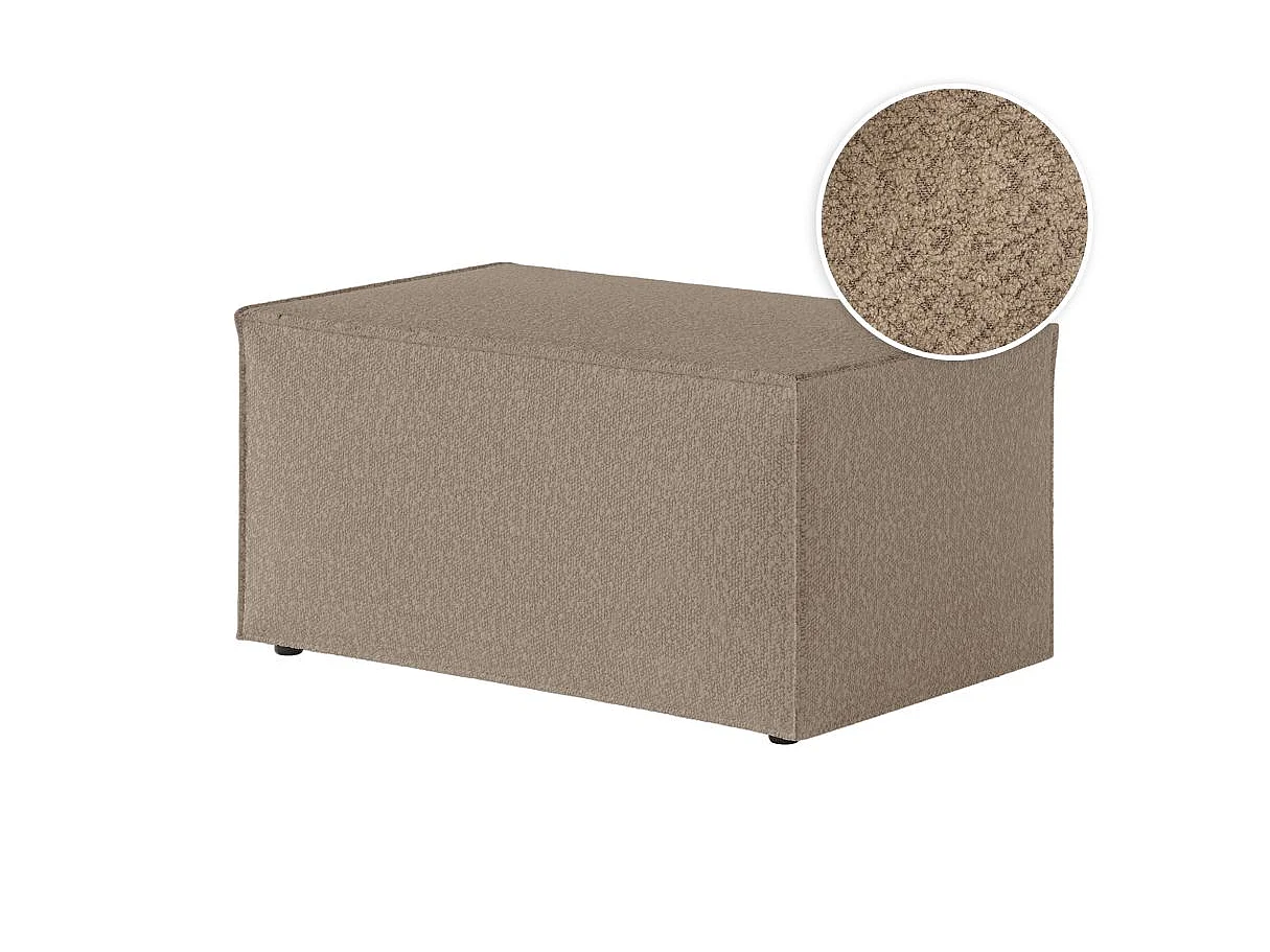 Pouf en tissu bouclette Clarisse - Taupe - L90 x P50 x H41cm - Loungitude
