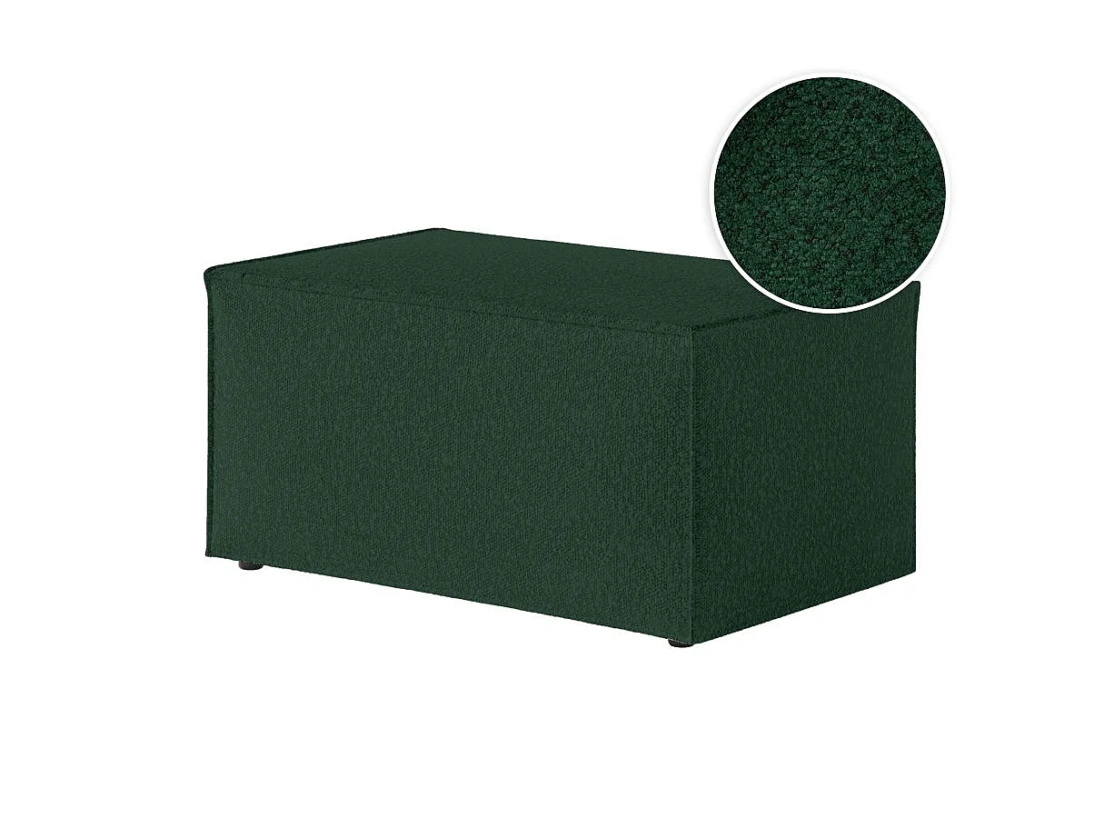 Pouf en tissu bouclette Clarisse - Vert - L90 x P50 x H41cm - Loungitude