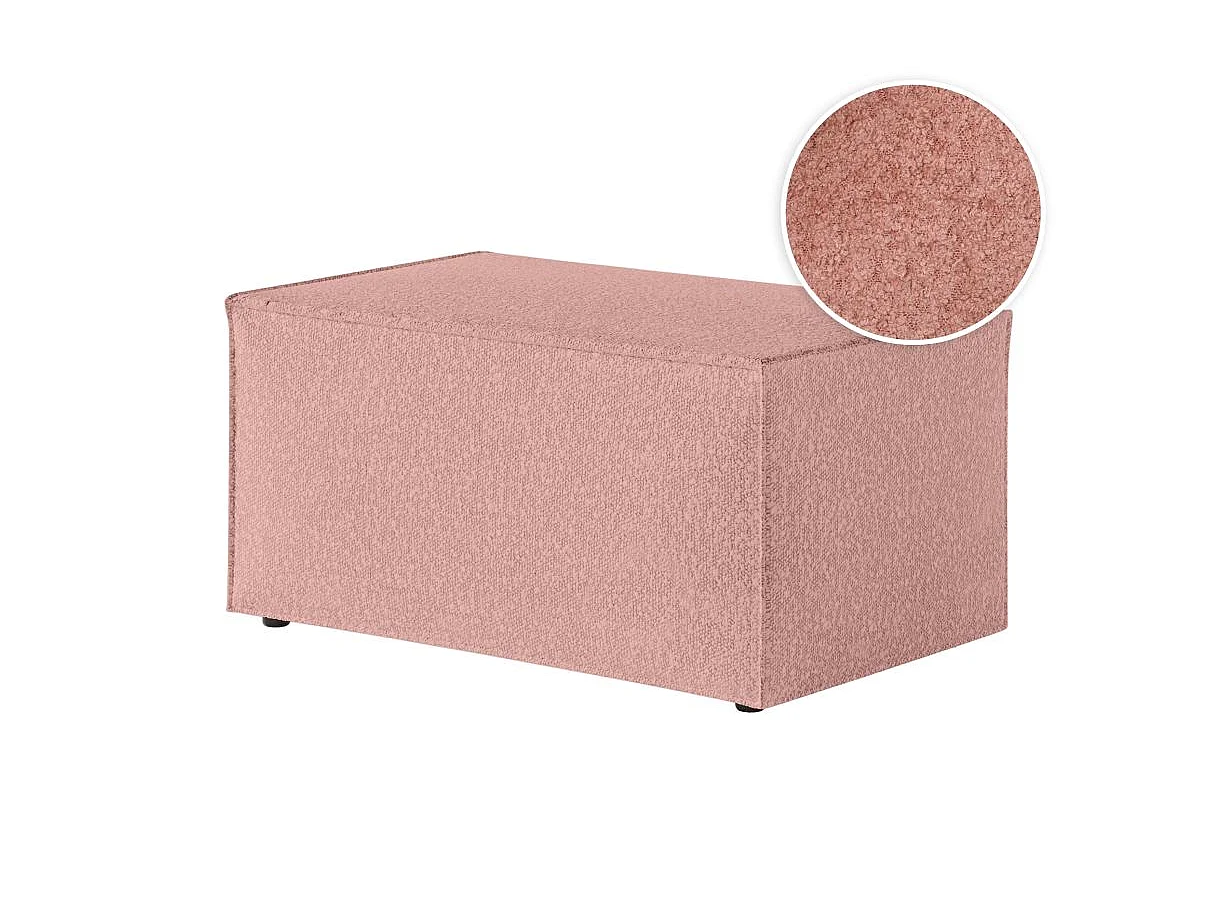 Pouf en tissu bouclette Clarisse - Rose - L90 x P50 x H41cm - Loungitude