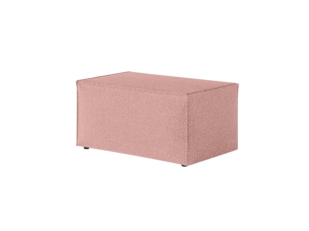 Pouf en tissu bouclette Clarisse - Rose - L90 x P50 x H41cm - Loungitude