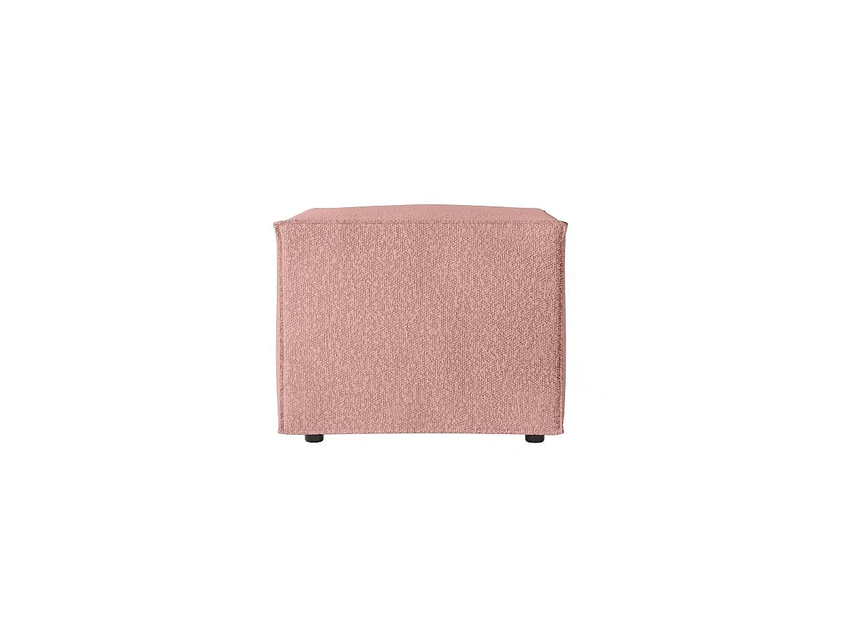 Pouf en tissu bouclette Clarisse - Rose - L90 x P50 x H41cm - Loungitude
