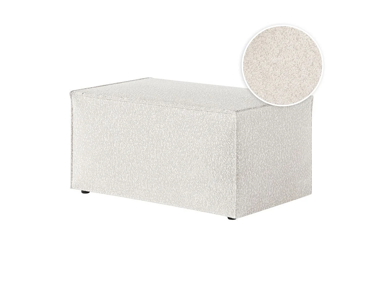 Pouf en tissu bouclette Clarisse - Blanc - L90 x P50 x H41cm - Loungitude