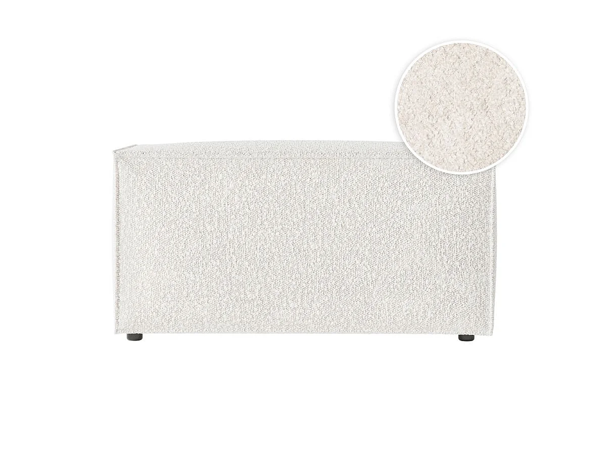 Pouf en tissu bouclette Clarisse - Blanc - L90 x P50 x H41cm - Loungitude