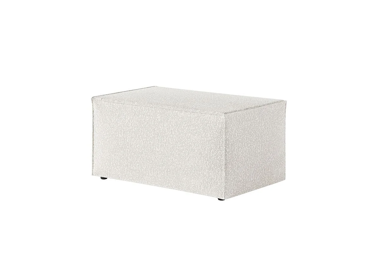 Pouf en tissu bouclette Clarisse - Blanc - L90 x P50 x H41cm - Loungitude