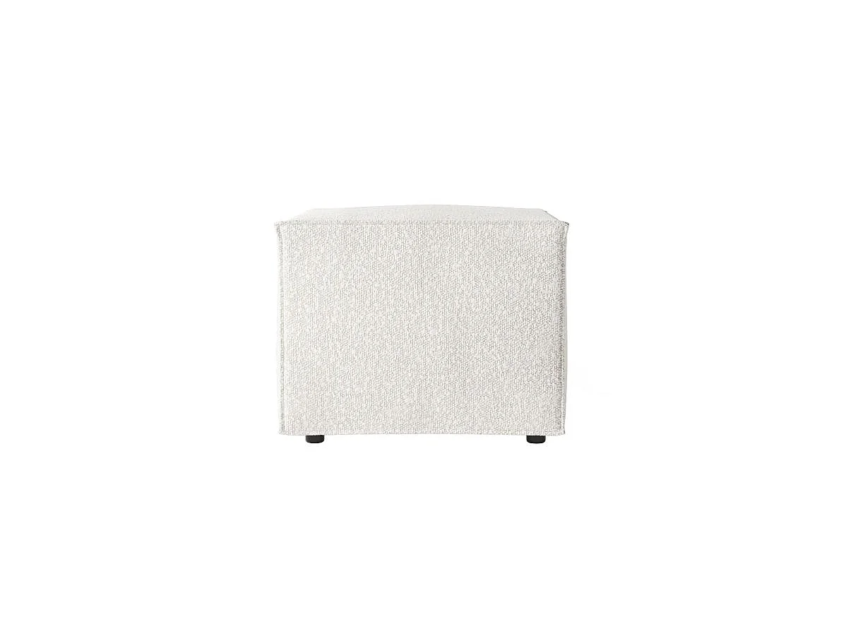 Pouf en tissu bouclette Clarisse - Blanc - L90 x P50 x H41cm - Loungitude