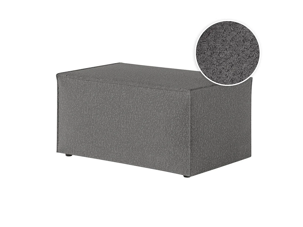 Pouf en tissu bouclette Clarisse - Gris - L90 x P50 x H41cm - Loungitude