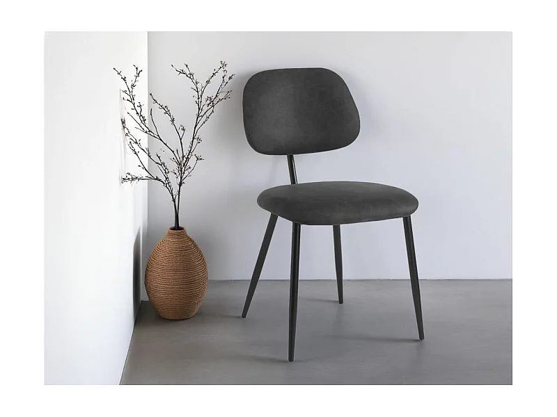 Lot de 2 chaises vintage PAYTON en tissu et pieds métal - Noir