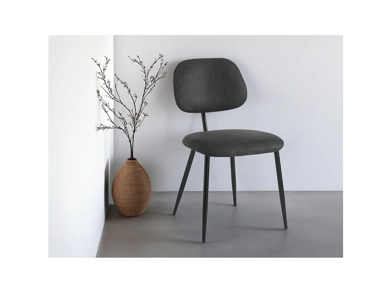 Lot de 2 chaises vintage PAYTON en tissu et pieds métal - Noir